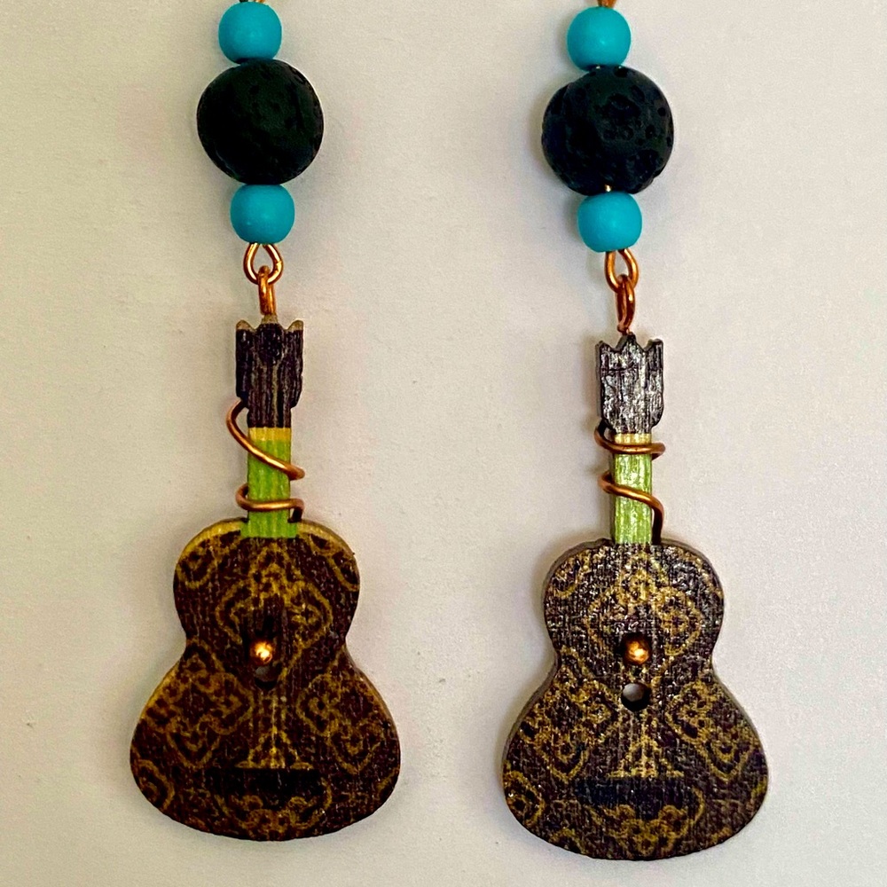 Original Wooden guitar earrings (2 sets for 20
Dollars) hand-crafted-Neenya’s DS